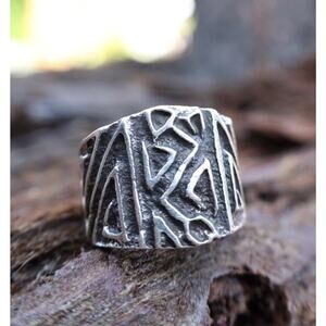 Delbert Arviso Navajo Sterling Silver Tufa Cast Ring,9 Adjust, Native American